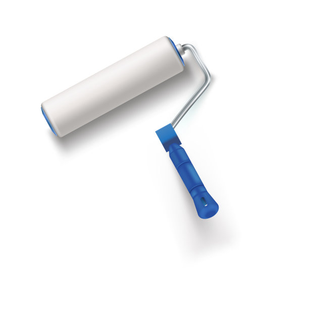 新的干净的辊刷隔离在白色背景真实的矢量插图。图片下载