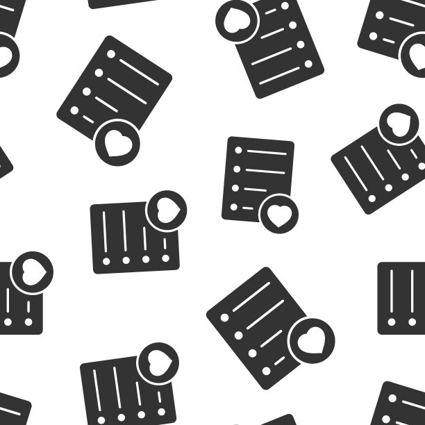 意愿清单图标在平坦的风格。就像文档矢量图上的白色孤立背景。最爱列表无缝模式业务概念。图片下载