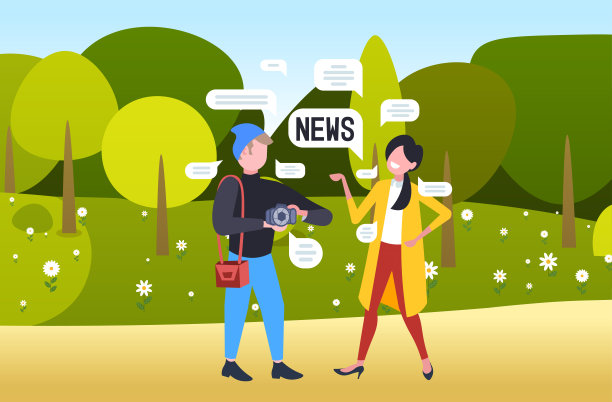 摄影师与模特聊天，在拍照环节讨论每日新闻聊天气泡沟通图片下载