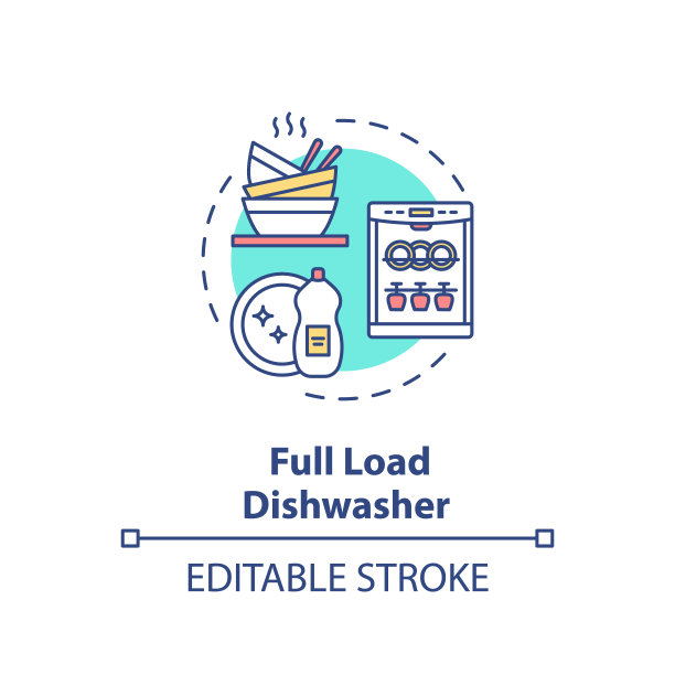 满载洗碗机概念图标图片下载