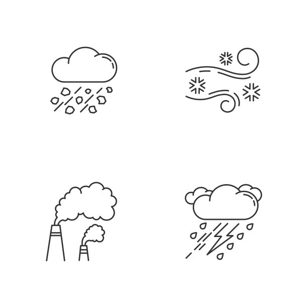 糟糕的天气预报像素完美的线性图标集图片下载