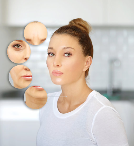 老化。成熟女人年轻的女人。面对皮肤问题。展示前后的照片图片下载