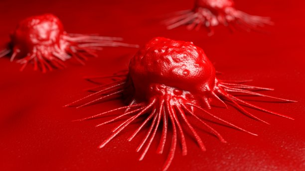 癌症细胞。红色的颜色。图片下载