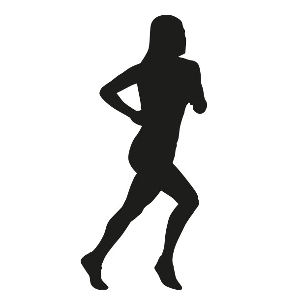 跑步女人的剪影，矢量插图图片下载