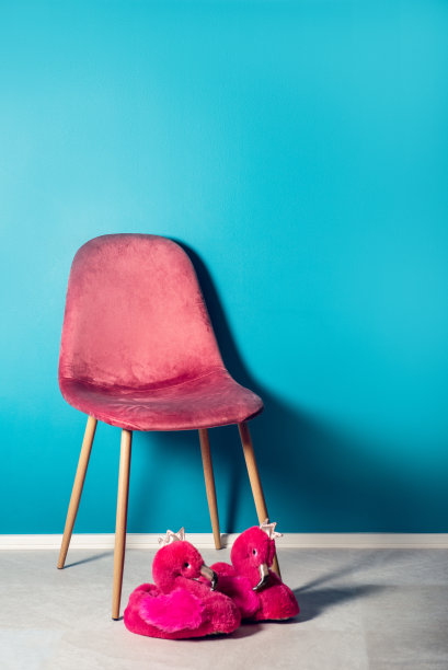 现代粉色丝绒椅子木制腿图片下载