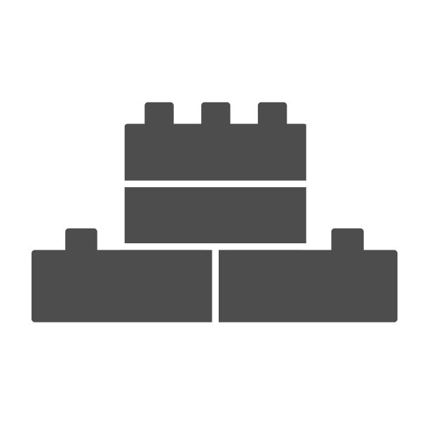 构造器固体图标，儿童玩具概念，在白色背景上构建工具包标志，塑料积木图标在字形风格的移动概念和网页设计。矢量图形。图片下载