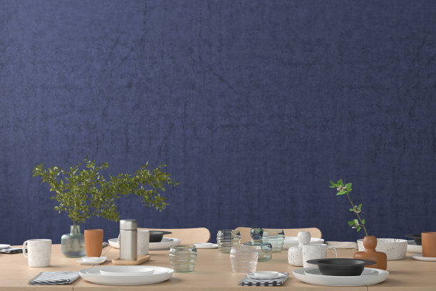 空白墙模拟在餐厅与服务桌。图片下载