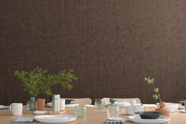 空白墙模拟在餐厅与服务桌。图片下载