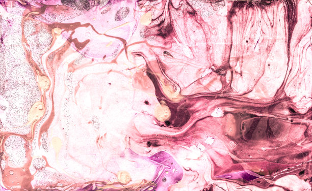 鲜艳的艺术图形图案，绘画颜料。紫色日本滴，丙烯酸颜料混合，洋红爱漆，紫色现代手绘梯度。图片下载