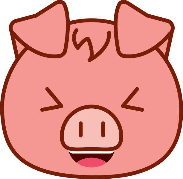 可爱可爱的小猪卡通线和填充风格的图标图片下载