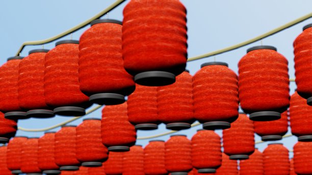 精心布置的节日灯笼图片下载