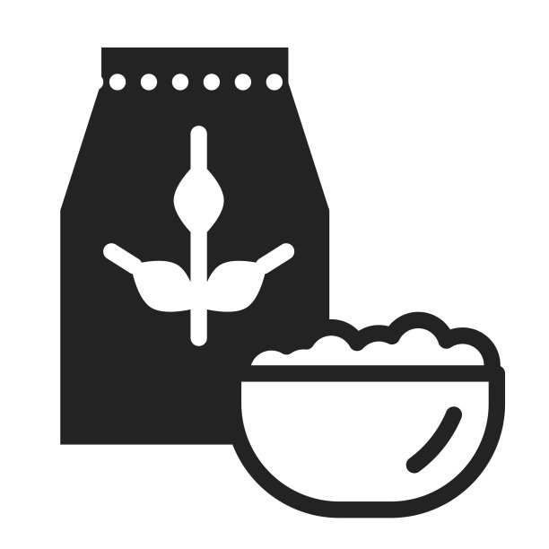 麦片包和碗黑色字形图标。健康有机食品。适当的营养。孤立的向量元素。用于网页、手机应用、促销的轮廓象形图。图片下载