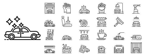 洗车图标设置，轮廓风格图片下载