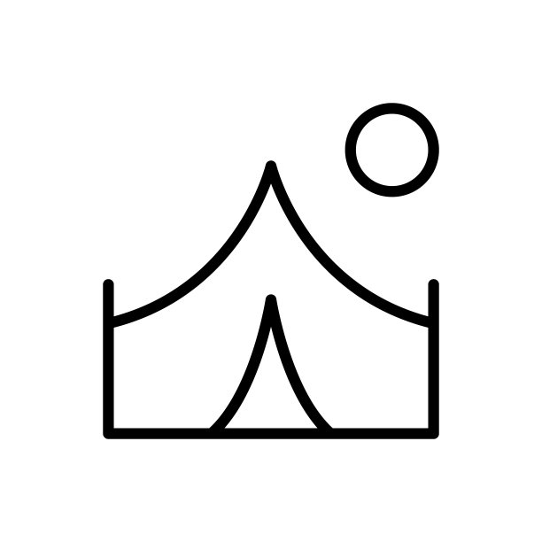 帐篷、太阳图标。用于UI和UX、网站或移动应用程序的简单线条、度假图标的轮廓矢量元素图片下载