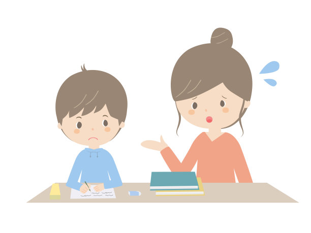 一个男孩在家里学习，而他的父母告诉他图片下载