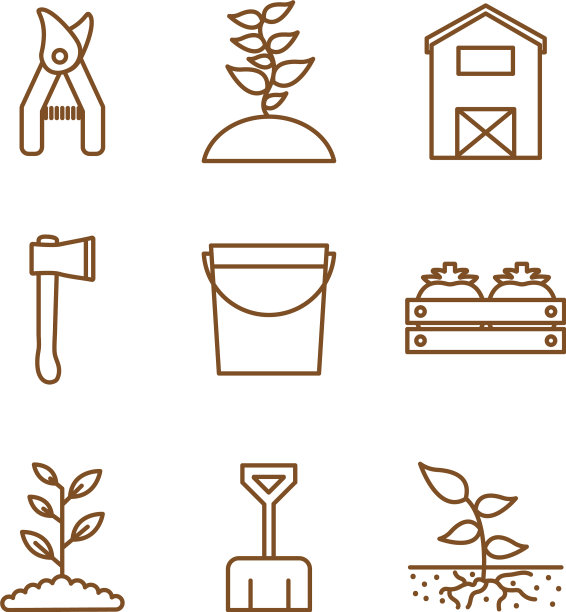 孤立园林线条风格图标集图片下载