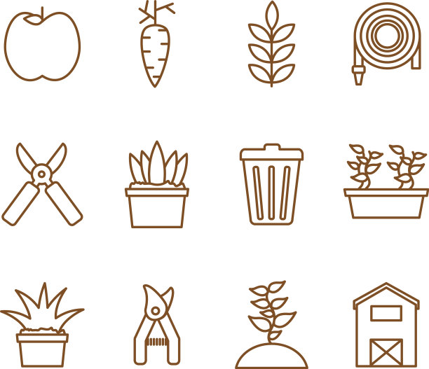 孤立园林线条风格图标集图片下载