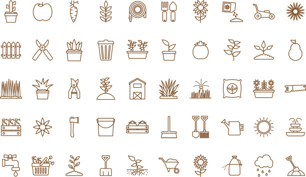 孤立园林线条风格图标集图片下载