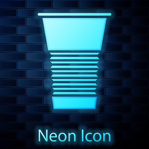 发光的霓虹灯纸玻璃图标孤立在砖上图片下载