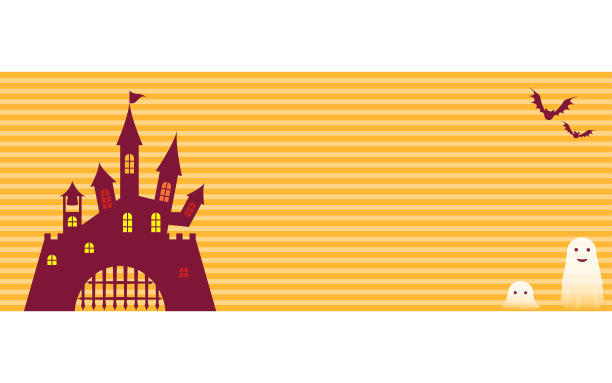 古老城堡与万圣节人物插画图片下载