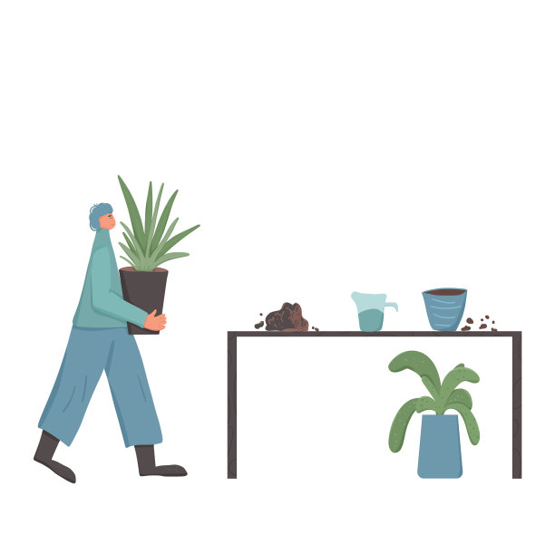 房子植物爱好者概念手绘矢量花图片下载