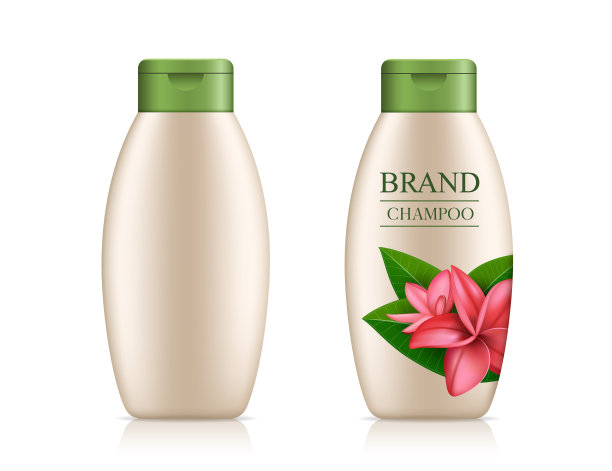 膏霜产品瓶与绿色盖，鸡蛋花模板设计孤立在白色背景图片下载