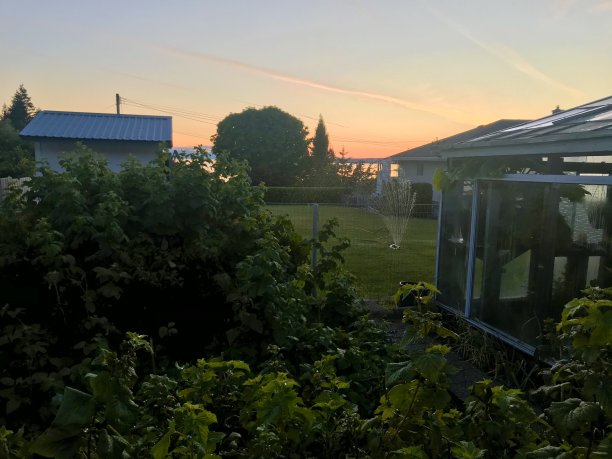 洒水喷头和日落风景图片下载