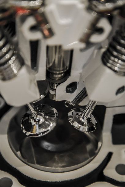 汽车发动机阀门和活塞。图片下载