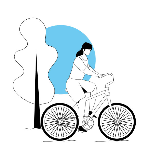 在公园里骑自行车的女人图片下载