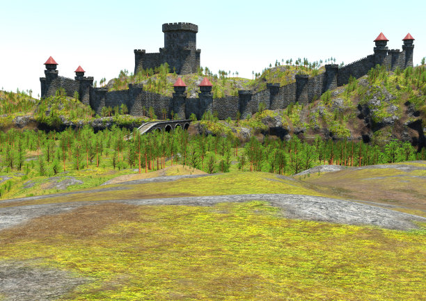 中世纪景观3D插图图片下载