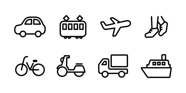 一套平面和简单的交通图标图片下载