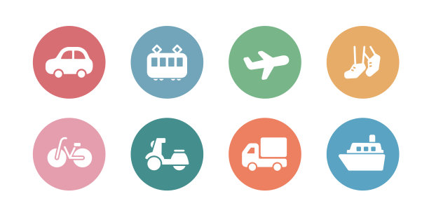 一套平面和简单的交通图标图片下载