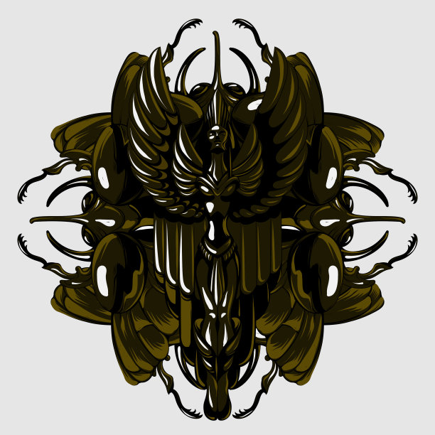 手绘的女人和甲虫图片下载