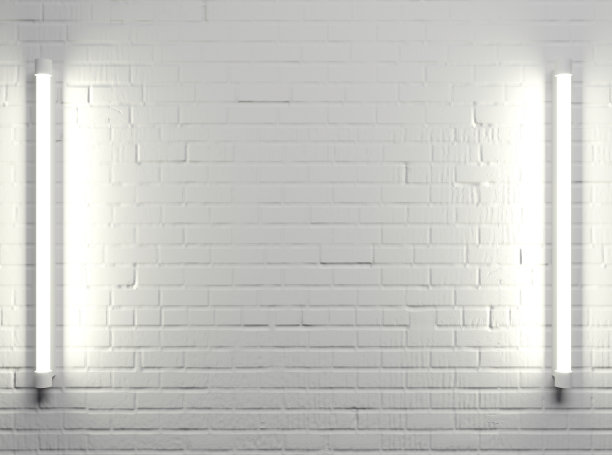 白色的老砖墙背景与灯具图片下载