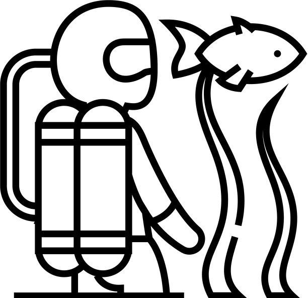 水肺潜水员线图标概念标志大纲图片下载