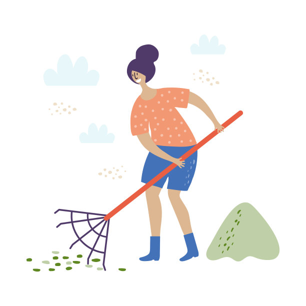 妇女在花园里劳作图片下载