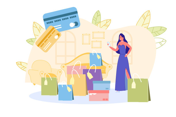 女孩在房间里看购买的卡通图片下载