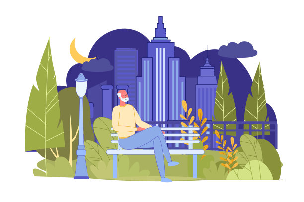 一个老人在公园里散步图片下载