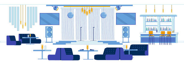 室内音乐俱乐部，配有现场音乐动画图片下载