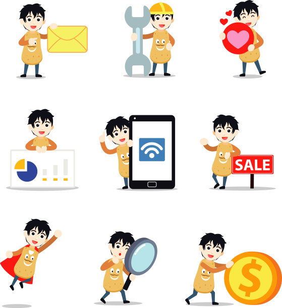 Set character男wearing potato shape doll图片下载