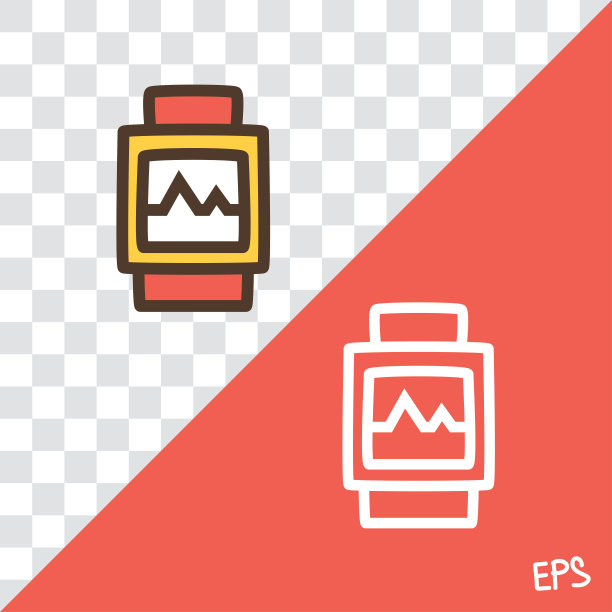 彩色矢量图标与运动手表图片下载