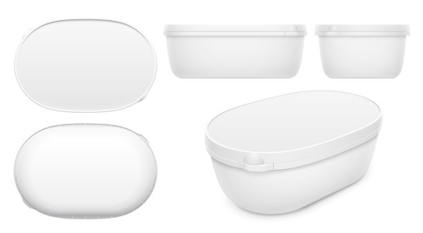 矢量椭圆容器，用于装冰淇淋，黄油或人造黄油。包装插图的模板。图片下载