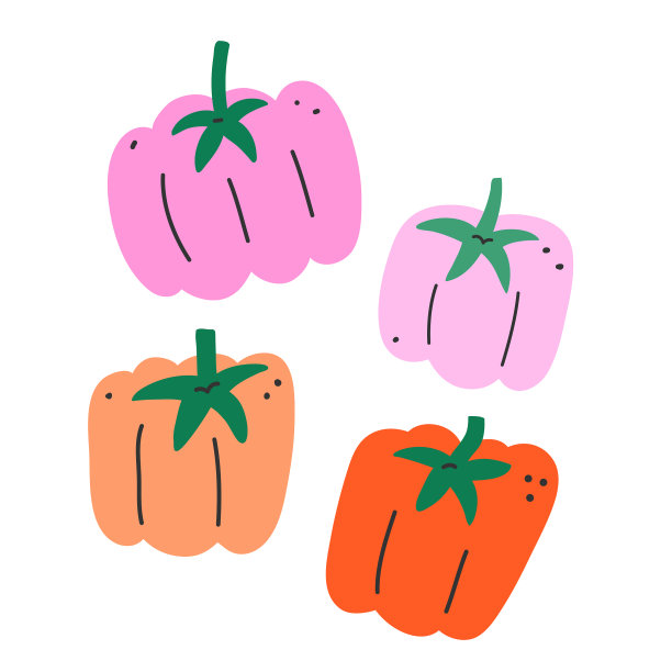 设置甜椒孤立白色可爱图片下载