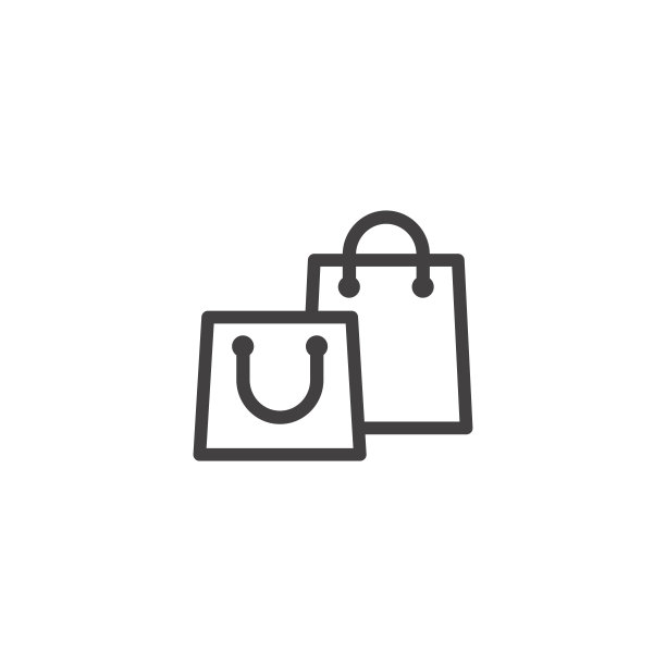 两个购物纸袋的黑色轮廓。平面图标孤立在白色。矢量插图。图片下载