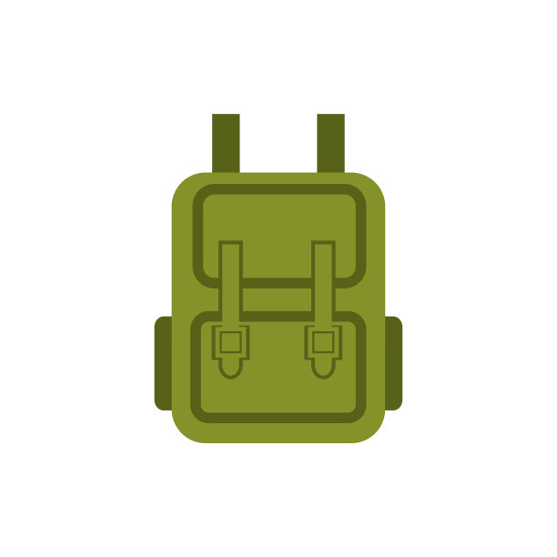 扁平的背包，袋子图标，一块奶酪图标，矢量插图孤立在白色背景图片下载