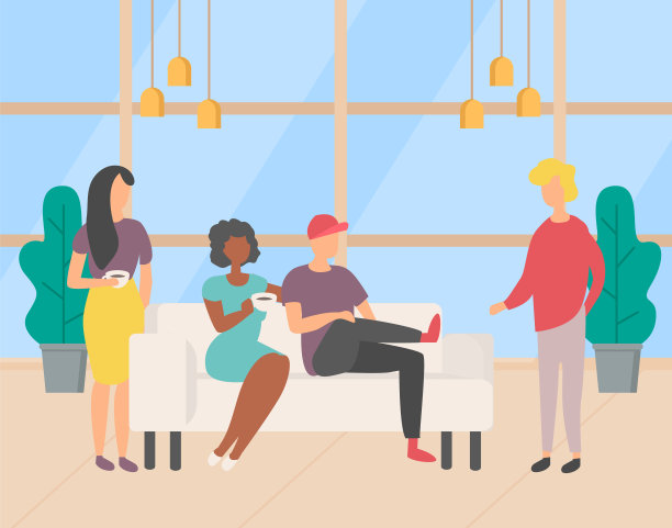 办公室的咖啡休息，放松的人向量图片下载