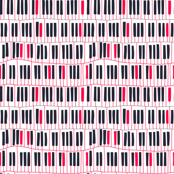 抽象的几何图案。无缝模式与钢琴键盘。矢量音乐主题插图。图片下载