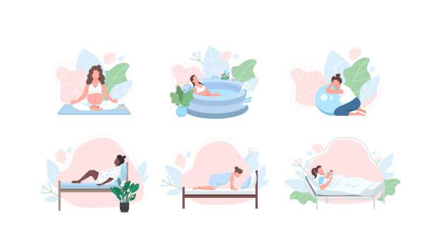 孕妇扁平风格矢量免抠人物素材图片下载