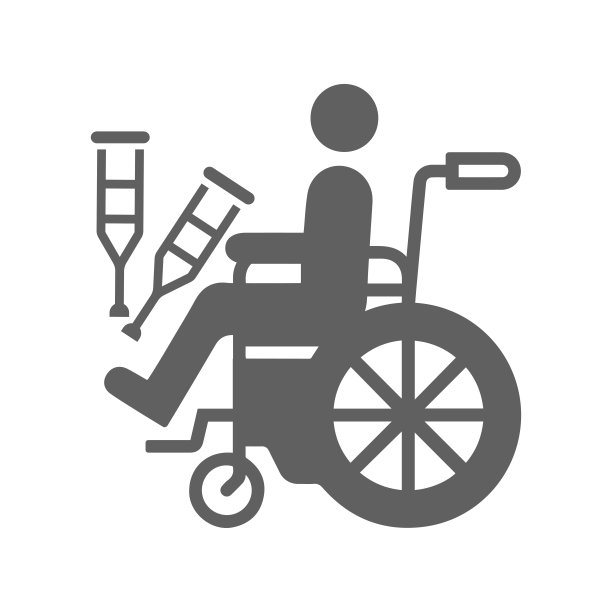 拐杖和轮椅的灰色图标图片下载