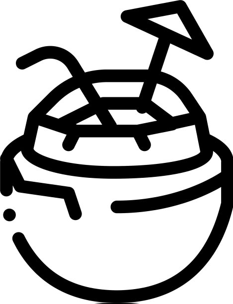 椰子热带鸡尾酒图标细线图片下载